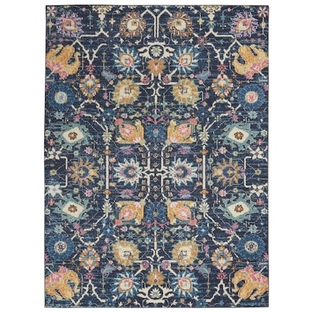 Homeroots 5 x 7 ft. Navy Blue Floral Buds Area Rug 385229